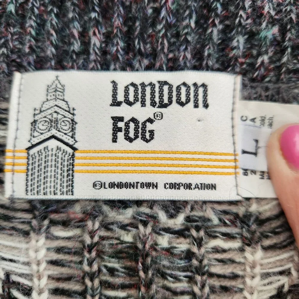 Vintage London Fog Cardigan Sweater Button Front  Alpaca Blend Grandpacore Dad L - Picture 7 of 11